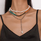 N1733 Bohemian Ethnic Multilayer Necklace Color Beaded Fashion Y Shape Necklace Exaggerated Geometric Necklace