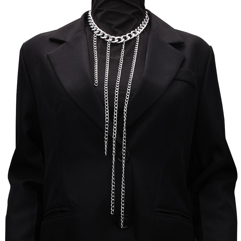 Jewelry punk exaggerated long metal chain tassel necklace hip-hop personality ins clavicle chain