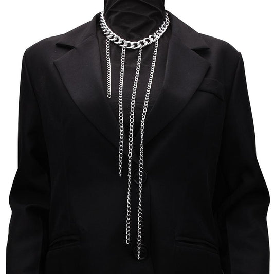 Jewelry punk exaggerated long metal chain tassel necklace hip-hop personality ins clavicle chain