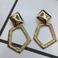 Textured hexagonal shaped ring earrings diamond-shaped bread earrings exaggerated earrings