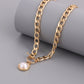 Jewelry simple Cuban thick chain OT buckle pearl pendant necklace female punk ins trend necklace