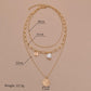 Fashion Simple Alloy Shaped Pearl Pendant Necklace Multilayer Chain Necklace Accessories