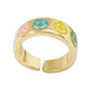 ZR15 Simple dripping oil opening ring temperament cute smiling face ring retro sweet fashion jewelry