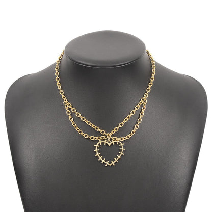 N9182 Simple Geometric Necklace Women's Hollow Creative Design Sense Chain Necklace Retro Hong Kong Necklace