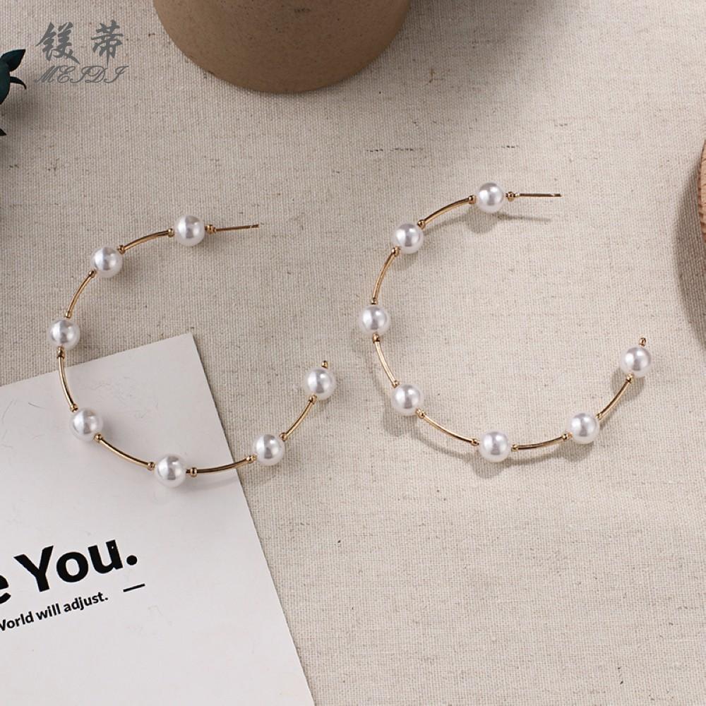 2 Magnesium Di E5478 Pearl Earrings Series Temperament Versatile Personality Pearl Big Circle Earrings Female