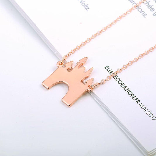 Cartoon Animation Paradise Castle Necklace Creative Personality Pendant Female Necklace Gold Silver Rose Gold
