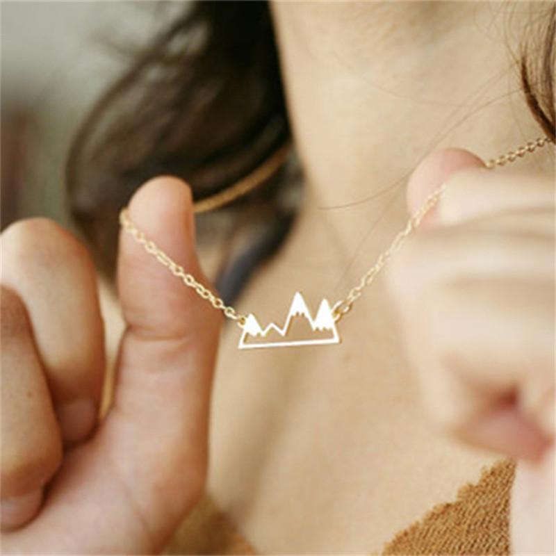 Trinkets Mountain Peak Hollow Snow Mountain Pendant Necklace Clavicle Chain Necklace