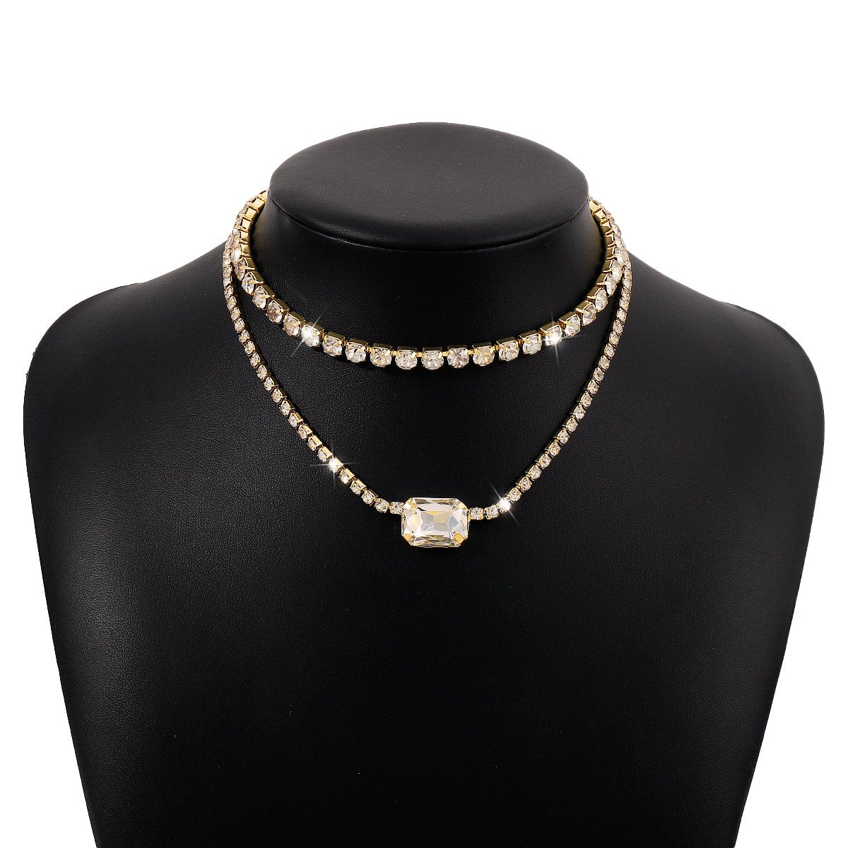 N1691 Niche Double-layer Claw Chain Necklace Baroque Retro Palace Light Luxury Fashion Rhinestone Necklace