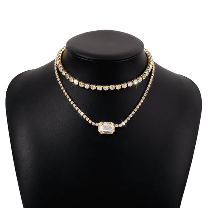 N1691 Niche Double-layer Claw Chain Necklace Baroque Retro Palace Light Luxury Fashion Rhinestone Necklace