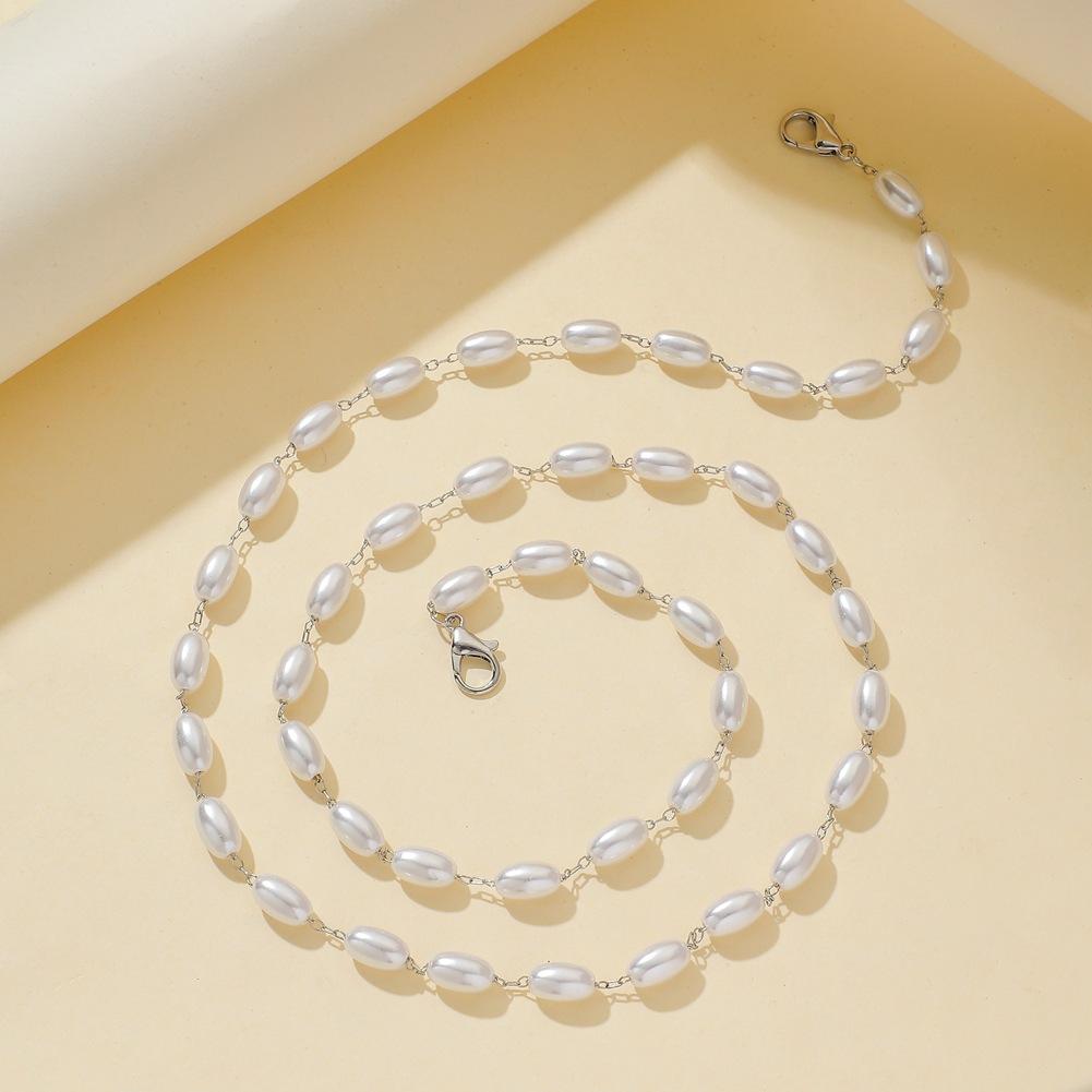 Mask Anti-lost Lanyard Necklace Temperament Simple Oval Pearl Mask Hanging Chain Glasses Chain