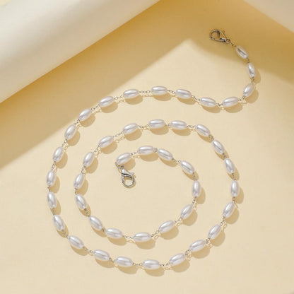 Mask Anti-lost Lanyard Necklace Temperament Simple Oval Pearl Mask Hanging Chain Glasses Chain