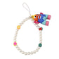 Simple monster rainbow non-slip bag chain cute cinnamon dog soft pottery mobile phone case anti-lost pendant pearl chain