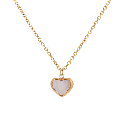 Ins Dongdaemun Classic Love Mother-of-Frittillary Titanium Steel Necklace Women's Simple Small People Indifferent Clavicle Chain