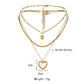 Stainless Steel Gold Peach Heart Snake Bone Chain Sexy Light Luxury Heart Multilayer Necklace Titanium Steel Female Pendant Item Jewelry