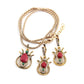 Fashion Vintage Alloy Diamond Necklace Drop Shaped Gemstone Earrings Three-Piece Set Jewelry