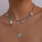 N161 Accessories Pearl Crystal Double Layer Simple Necklace Octagram Disc Temperament Necklace Female