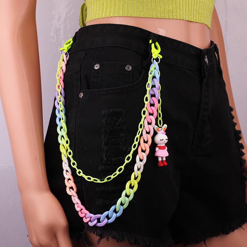 Candy Color Double Layer Resin Ultralight Pants Chain Cinnamon Dog Little Monster Soft Pottery Accessories Pendant