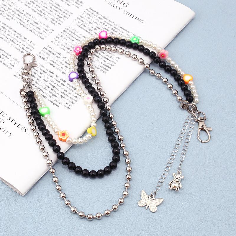 Jewelry punk retro pearl soft pottery chain multi-layer body chain simple butterfly bear waist chain