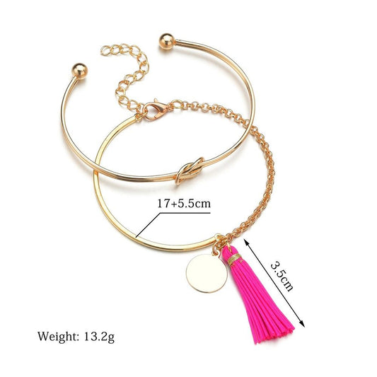 Accessories Fashion Single Knot Metal Bracelet Vintage Tassel Bracelet Women Jewelry