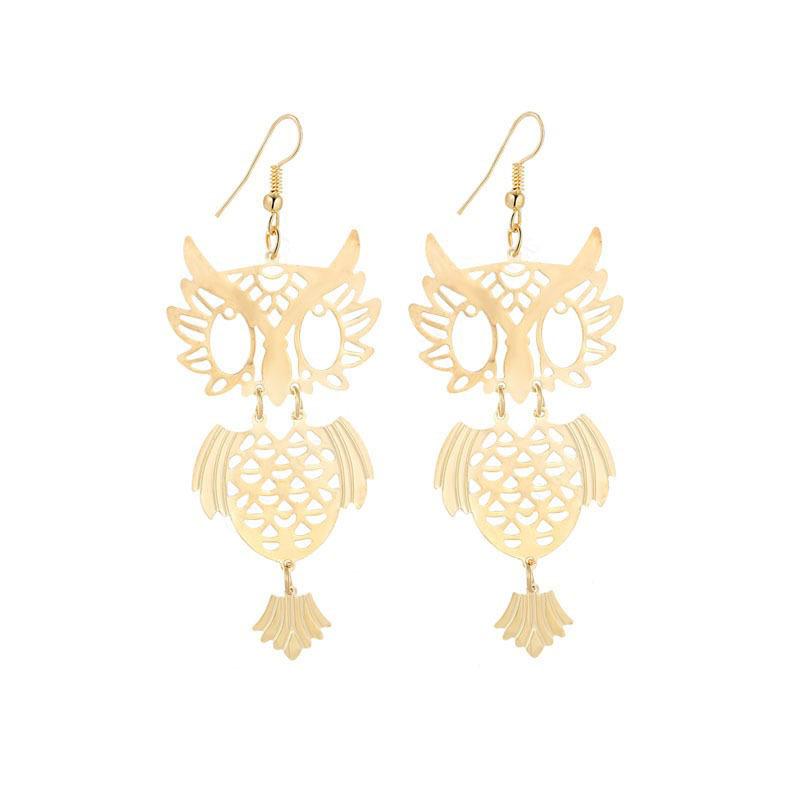 Owl Earrings Metal Cutout Earrings Exaggerated Women's Earrings Night Party Favors