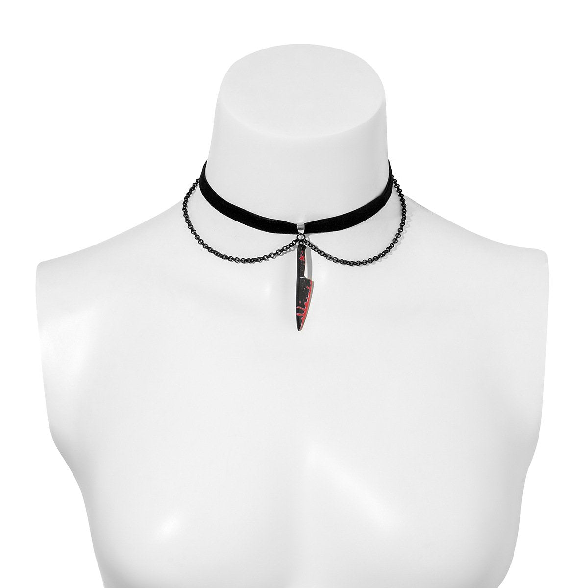 Jewelry personality dark bloody sharp knife pendant necklace female Halloween funny choker necklace