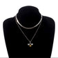 Jewelry Fashion Full Diamond Drop Glaze Butterfly Pendant Necklace Female Trend Multi-layer Snake Bone Chain Necklace