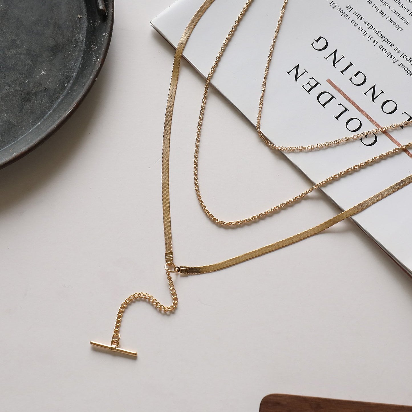 Jewelry Long Pendant Snake Bone Chain Necklace Women's Fashion Personality Trend Multi-layered Necklace