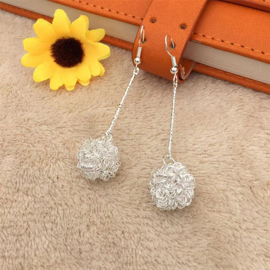 Small wire sphere long earrings OL versatile women's earrings fashion