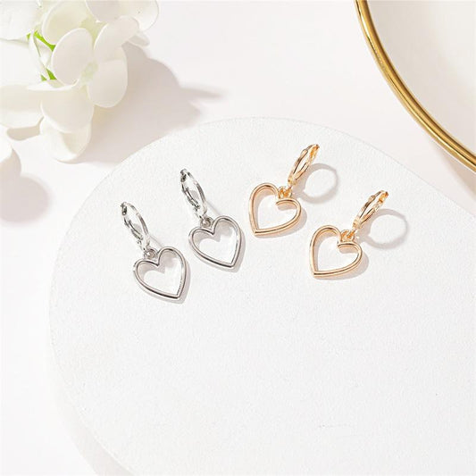 Earrings Simple Hollow Heart Earrings Small Fresh Versatile Metal Heart Earrings