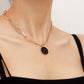 Jewelry trendy stitching claw diamond chain sweater chain accessories geometric round black mother-of-pearl pendant necklace