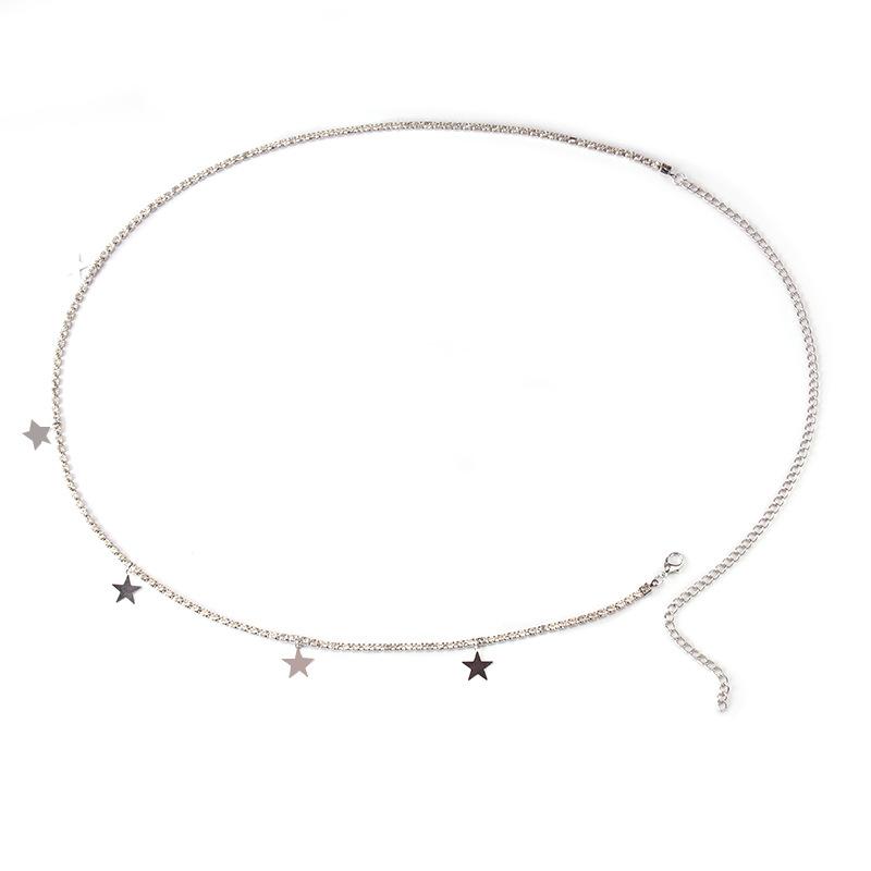 Hip-hop punk metal single layer diamond chain star pendant ins fashion all-match waist chain