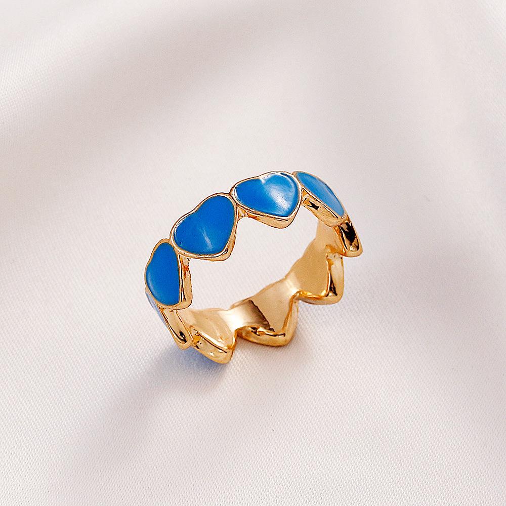 Ins net red color love ring retro personality trend drop nectarine peach heart ring cute fun tail ring
