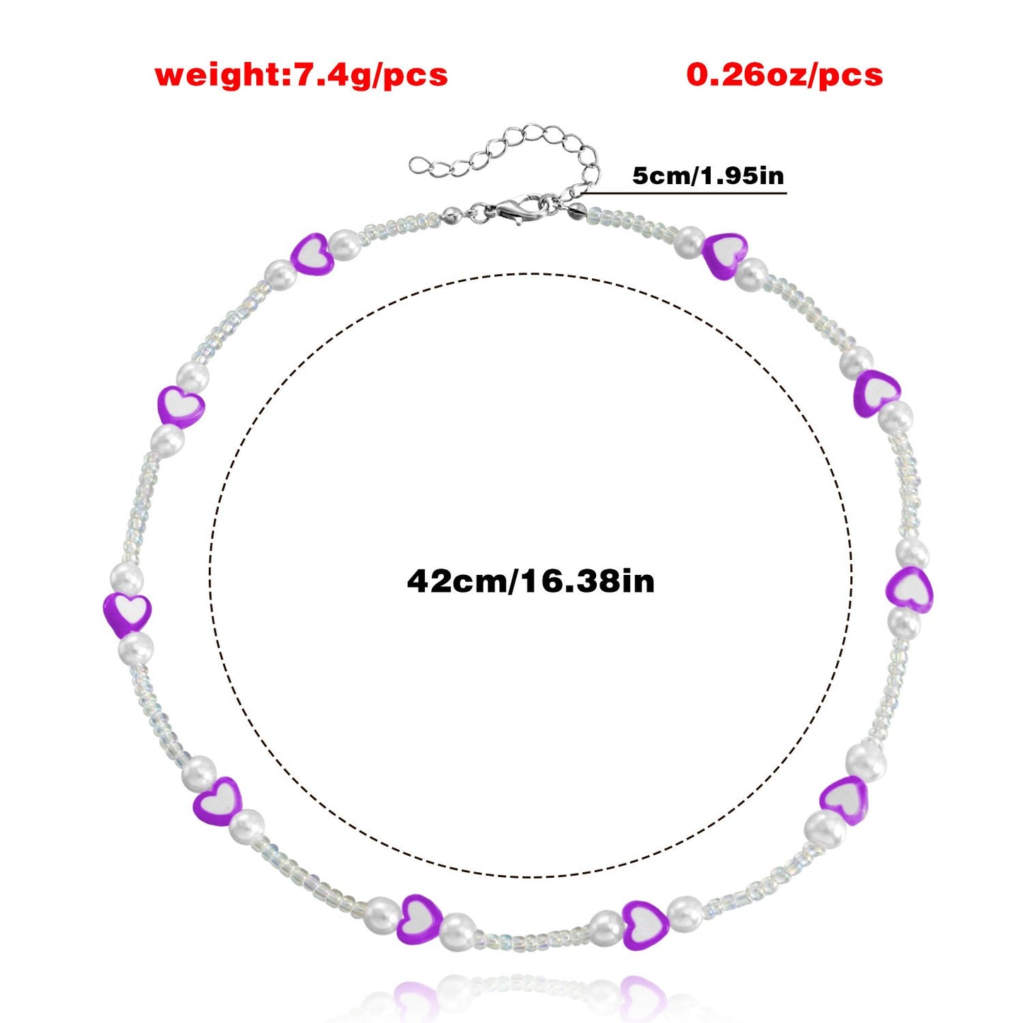 Jewelry bohemian color love transparent rice bead choker necklace female ins all-match high-end sense