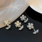 ins crystal flower earrings light luxury niche design micro-inlaid zircon earrings sweet and fresh petal earrings