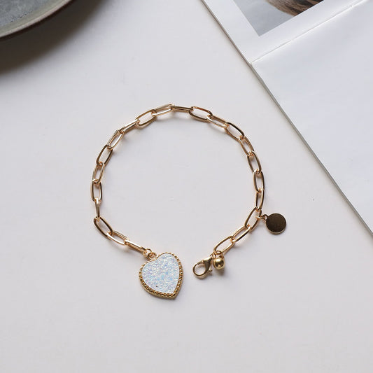 Jewelry Fashion Personality Peach Heart Bracelet Female Exaggerated Thick Chain Handmade Love Bracelet Jewelry