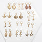Jewelry Simple and Versatile Alloy Shell Earrings Feminine Hollow Star Diamond Moon Earrings