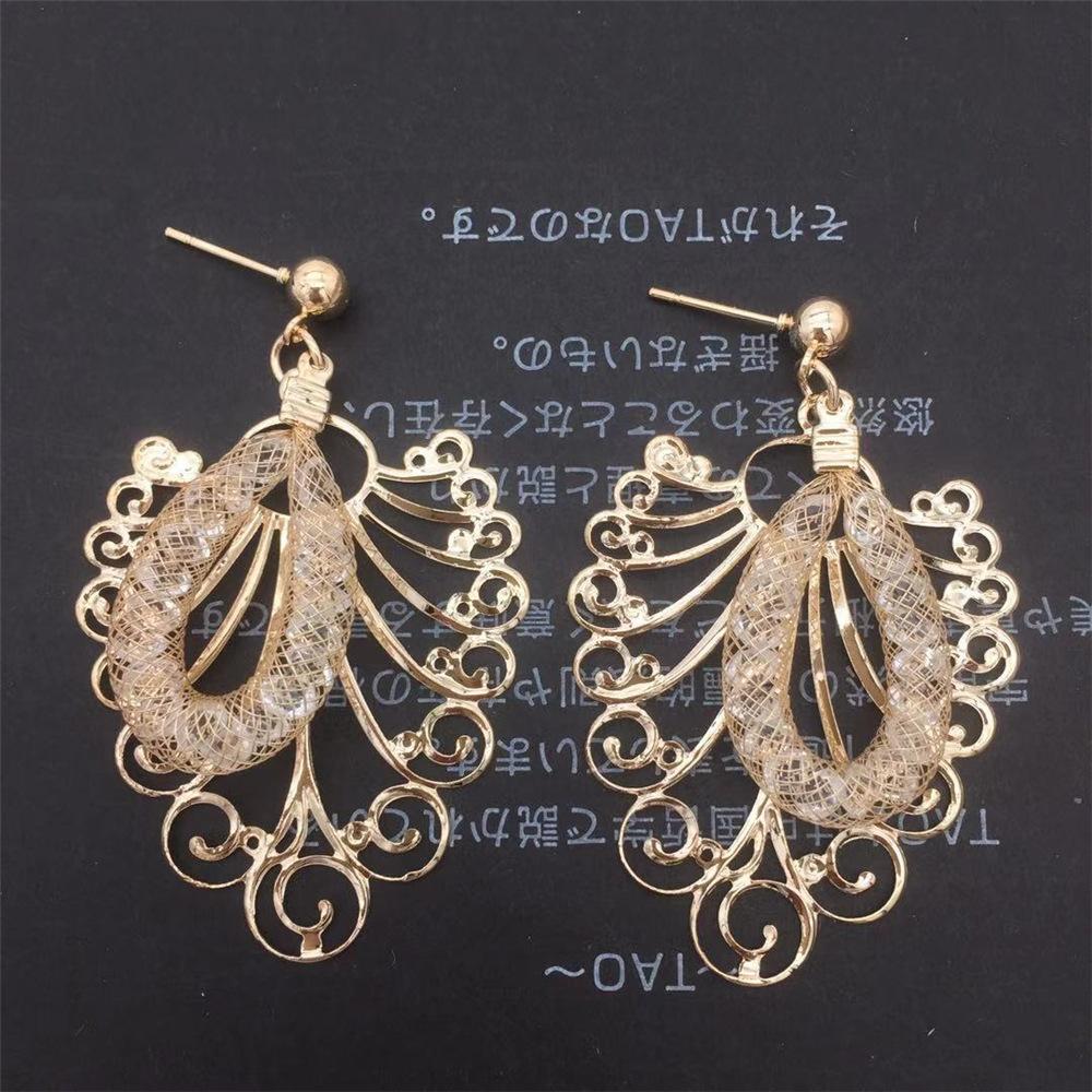 Hollow-out Butterfly Mesh Tube Imitation Zircon Water Drop Stud Earrings Earrings Earrings Popular Jewelry