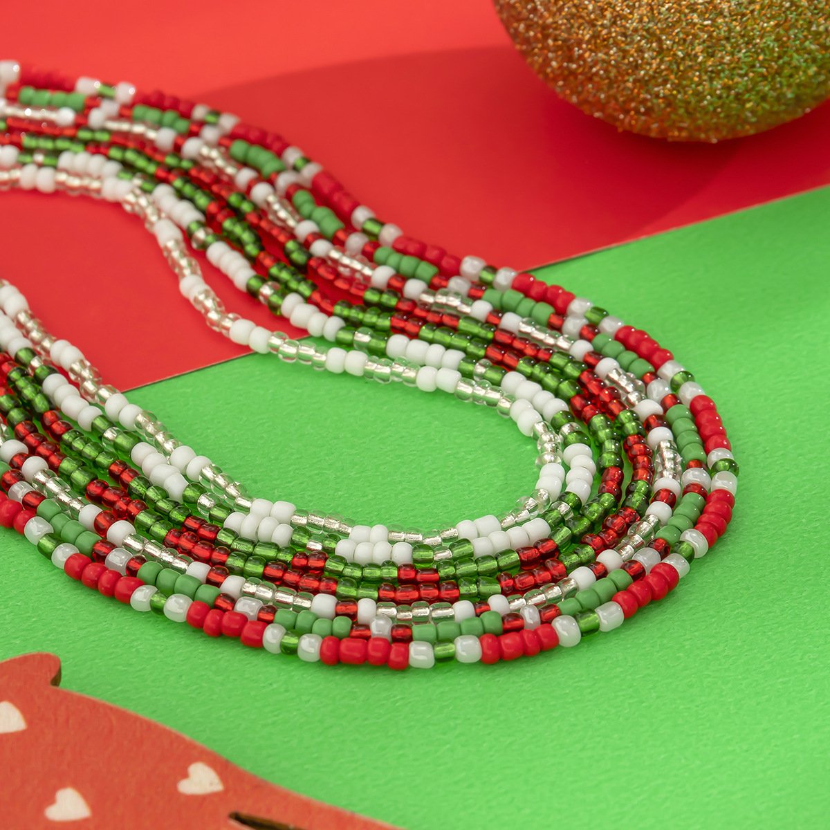 Ornament simple contrast color rice bead beaded necklace female fashion creative Christmas necklace choker