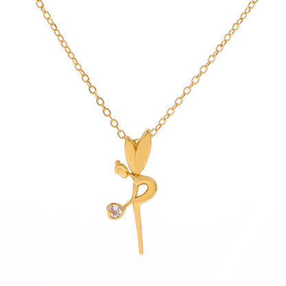 Ins guardian angel necklace fashion temperament micro-inlaid zircon elf clavicle chain niche design necklace