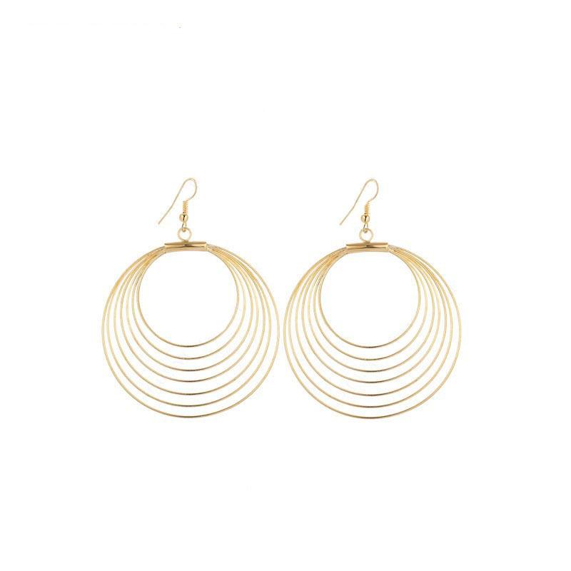 Jewelry exaggerated fashion metal ring buckle multi-layer hoop earrings night trend earrings