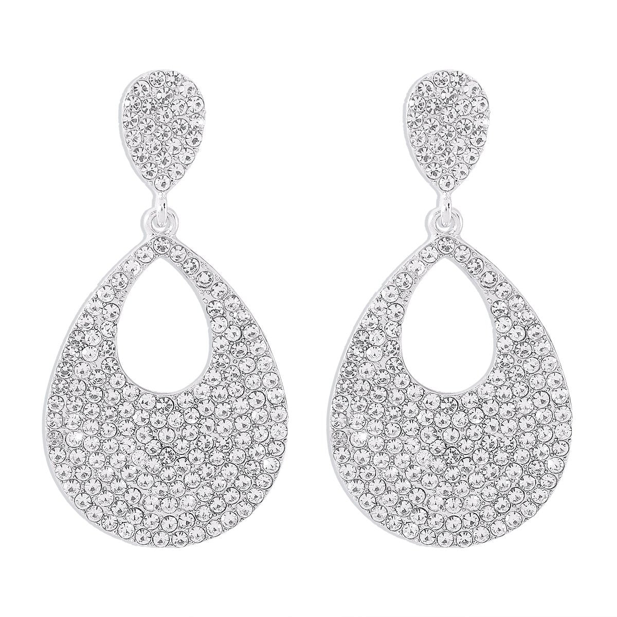 E1143 Exaggerated drop-shaped earrings full of diamond temperament personality retro geometric hollow fashion earrings