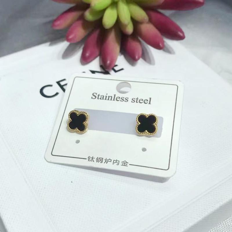 ins925 silver needle four-leaf clover earrings female simple fashion titanium steel gold-plated zirconium earrings for earrings