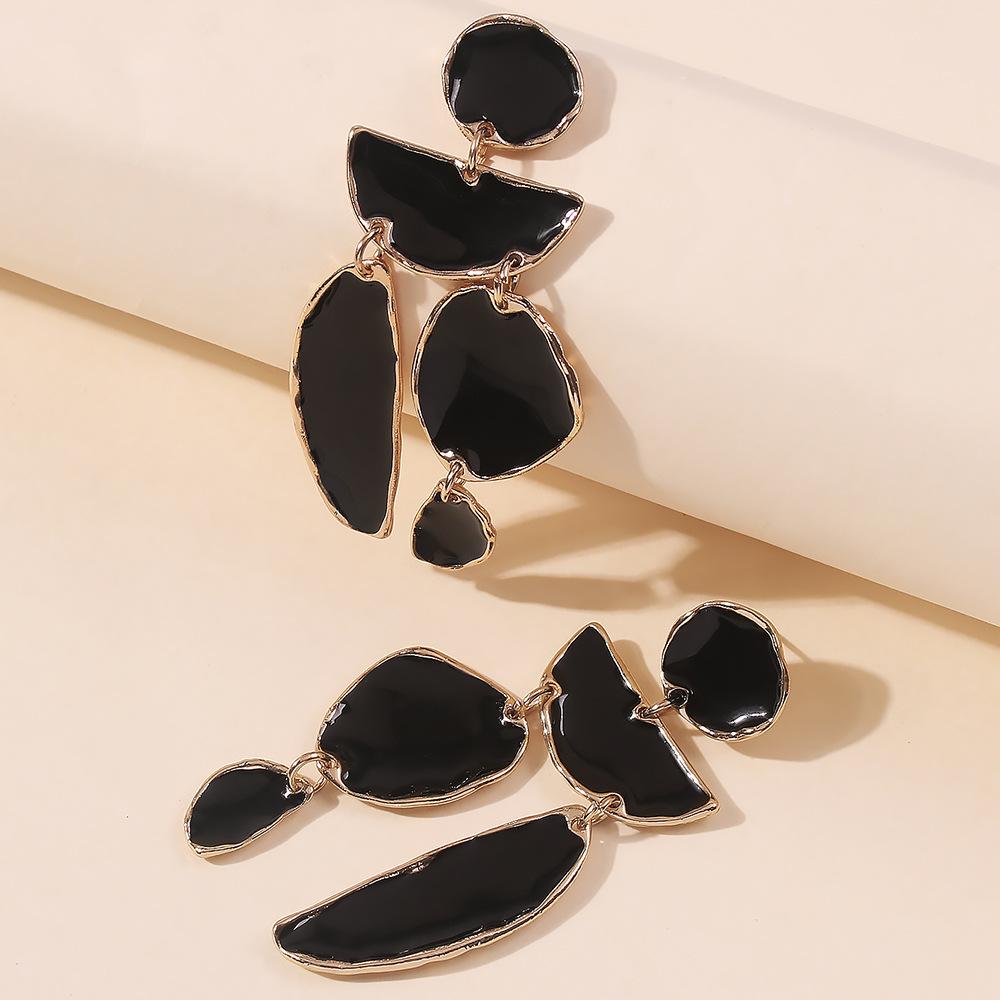 E8466 Exaggerated Irregular Alloy Drip Earrings ZA Simple Color Glaze Long Stud Earrings