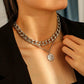 Jewelry punk hip-hop double thick chain choker necklace fashion retro coin pendant necklace