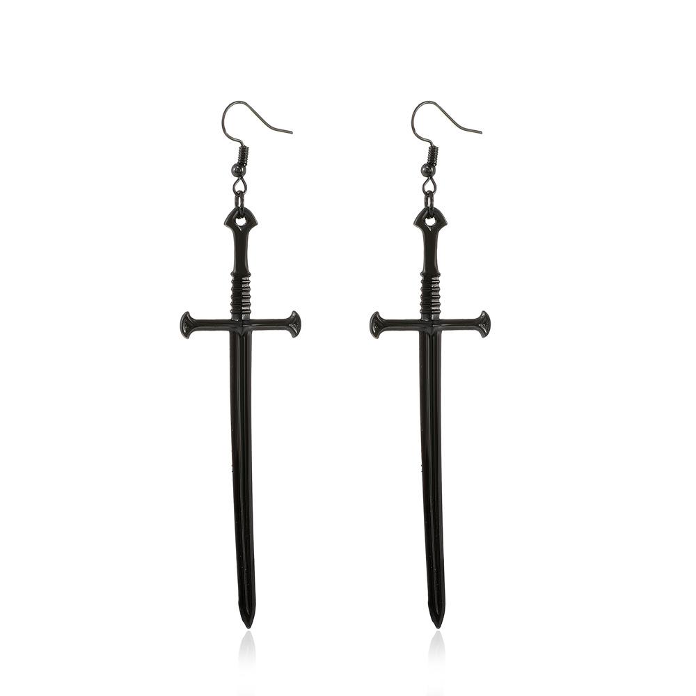 Dark Punk Metal Cross Sword Earrings Retro Personality Exaggerated Dagger Earrings Fashion Earrings Female