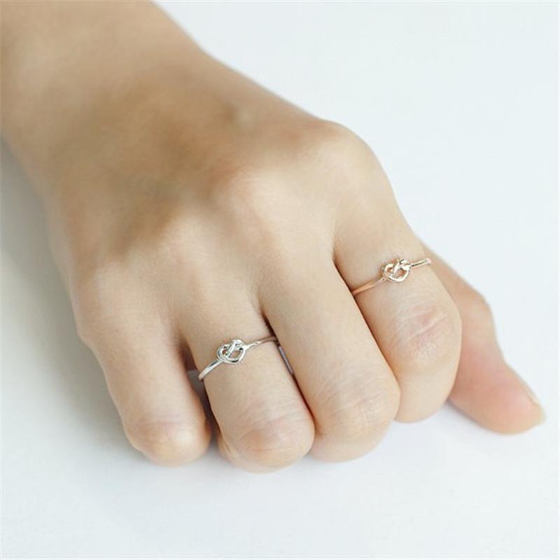 Explosive style knotted peach heart love ring female alloy electroplating heart to heart sweet love ring