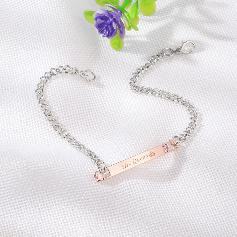 Lettering Bracelet Trend Fashion Simple Crown Couple Diamond Bracelet