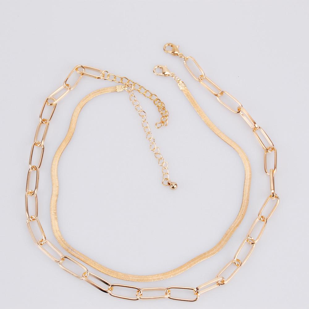 Necklace Gold Plated Snake Chain Copper Double Layer Necklace Women Necklace Jewelry