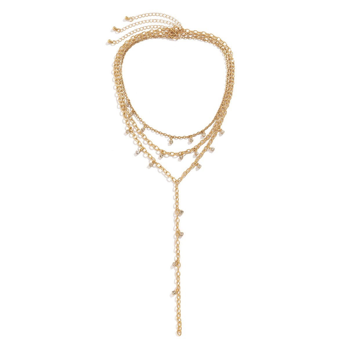 Jewelry Niche Design Sense Inlaid Rhinestone Tassel Necklace Metal Versatile Chain Clavicle Necklace