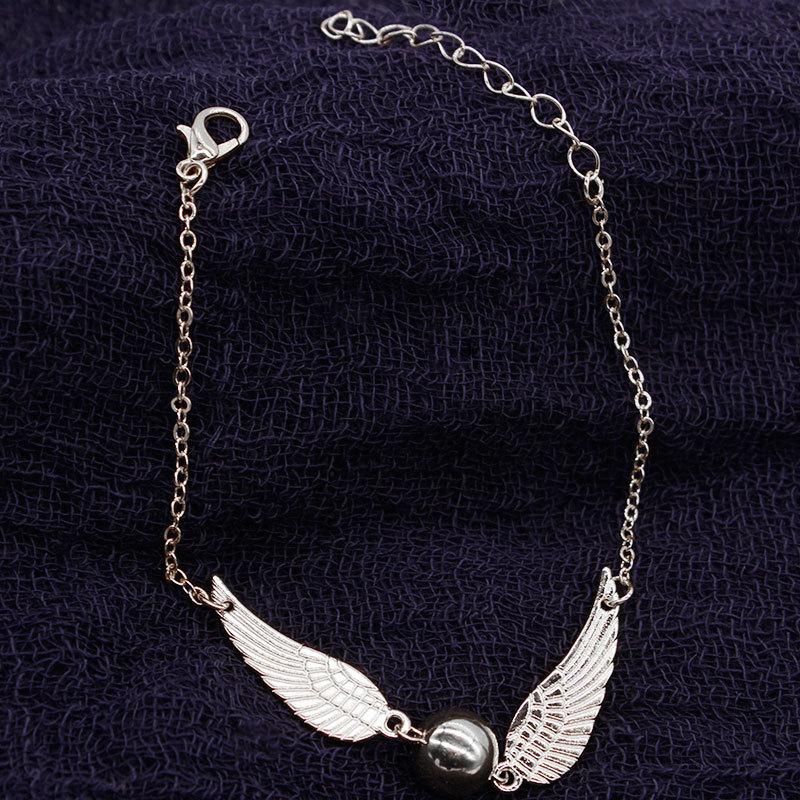 Retro Harry Potter and the Deathly Hallows Electroplating Bright Ball Gold Snitch Creative Wings Bracelet for Couples